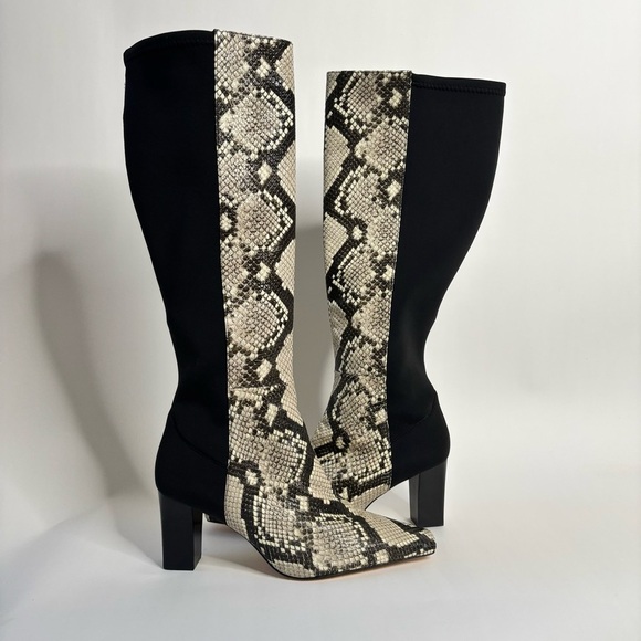 Good American The Statement Mix Knee High Boot Python Leather Size 11 - Picture 5 of 9